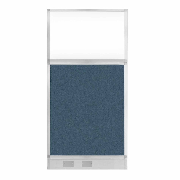Hush Panel Cubicle Partition 3' x 6' W/ Window Caribbean Fabric Clear Window W/ Cable Channel